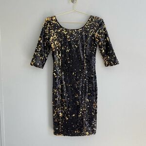 Milly Sequin 3/4 Sleeve Mini Dress